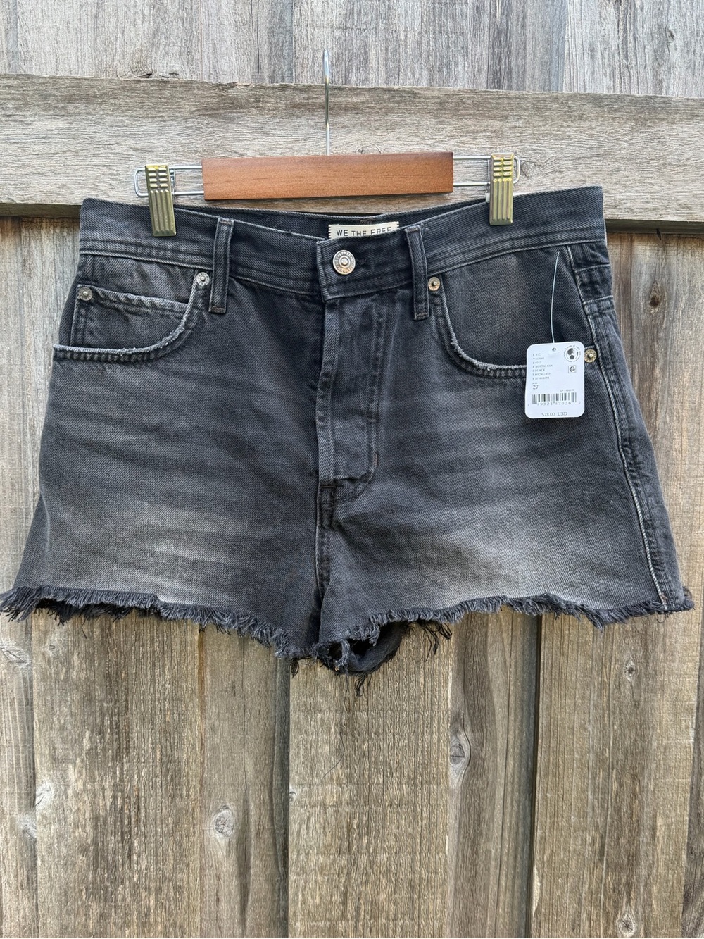 Free People We The Free Double Take Slouchy Denim Shorts Size 27 NWT Black